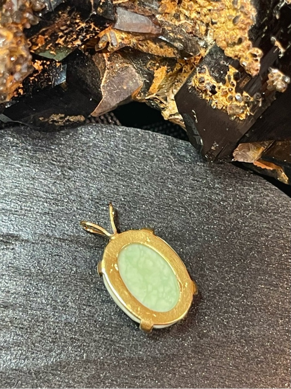 🌑14K GF Estate Jade Jadeite Gemstone Pendant🌑 - Picture 3 of 5